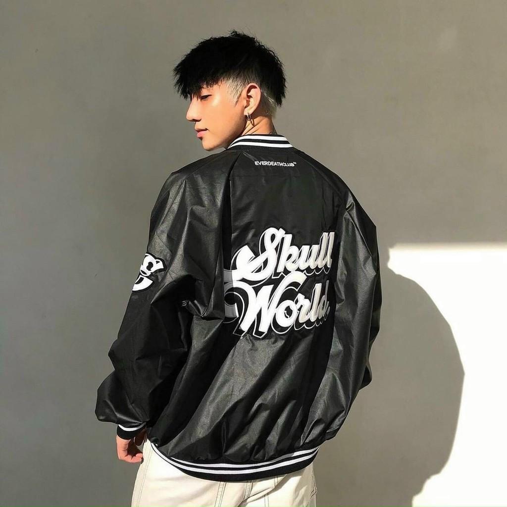 Áo khoác bomber ,áo khoác dù 2 lớp dáng unisex form rộng , phong cách ulzzang in hình The Wolf