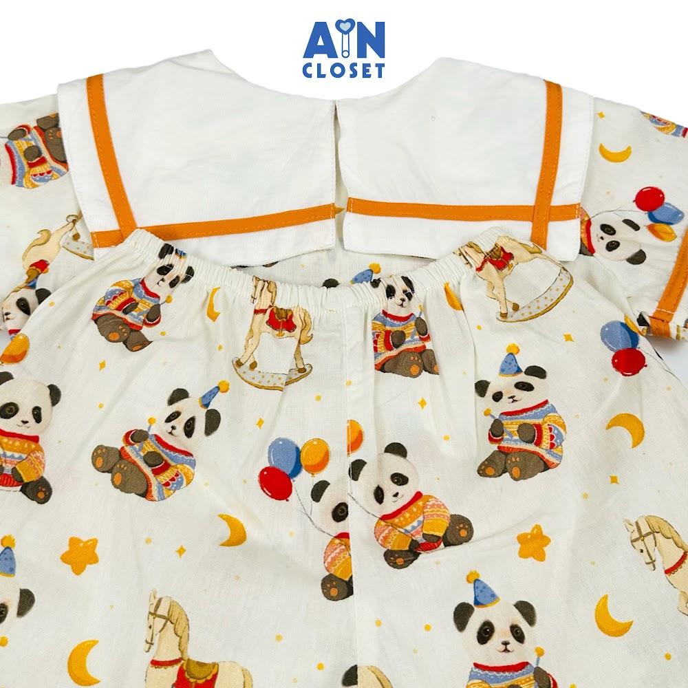 Bộ quần áo Ngắn bé gái hoạ tiết Gấu Trúc Cam Cotton - AICDBG0AV9OG - AIN Closet