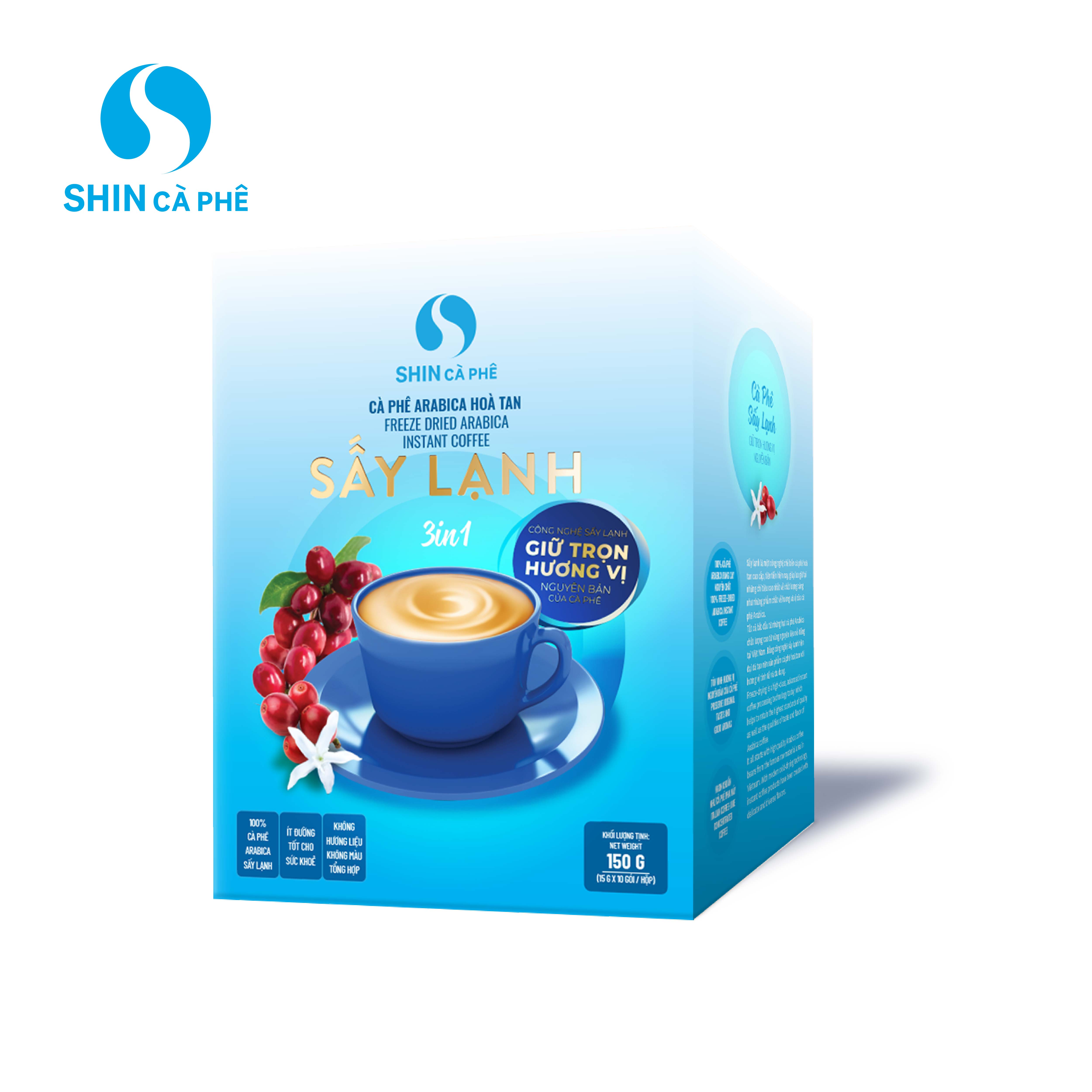 SHIN Cà Phê - Cà Phê Hòa tan Arabica Sấy lạnh 3 in 1