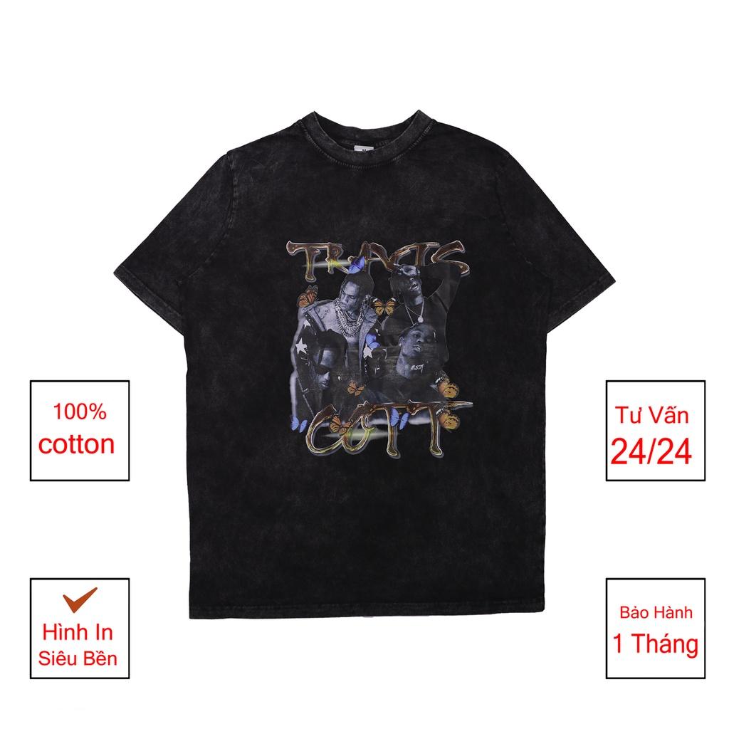 Áo thun nam nữ TRAVISSCOTT loang đen nam nữ chất liệu 100% cotton mát mẻ dáng unisex