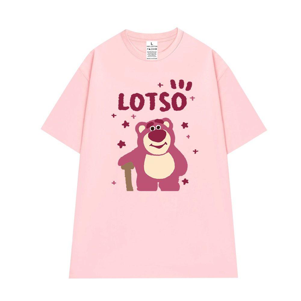 Áo thun tay lỡ LOTSO unixsex phom rộng in hình Gấu Dâu cao cấp