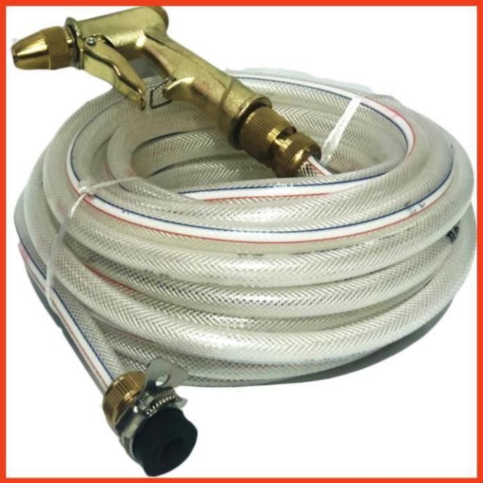 Bộ dây vòi xịt nước rửa xe, tưới cây loại 3m, 5m 206701-1 đầu đồng, cút đồng,nối đồng+ tặng túi đựng bút