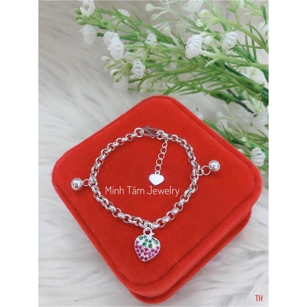 Lắc tay quả dâu tây bạc ta cho bé,Lắc tay bạc cho bé hình quả dâu tây-Minh Tâm Jewelry