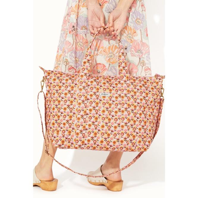 Cath Kidston - Túi du lịch xếp gọn/Foldaway Overnight Bag - Retro Ditsy - Pink/Yellow -1049176