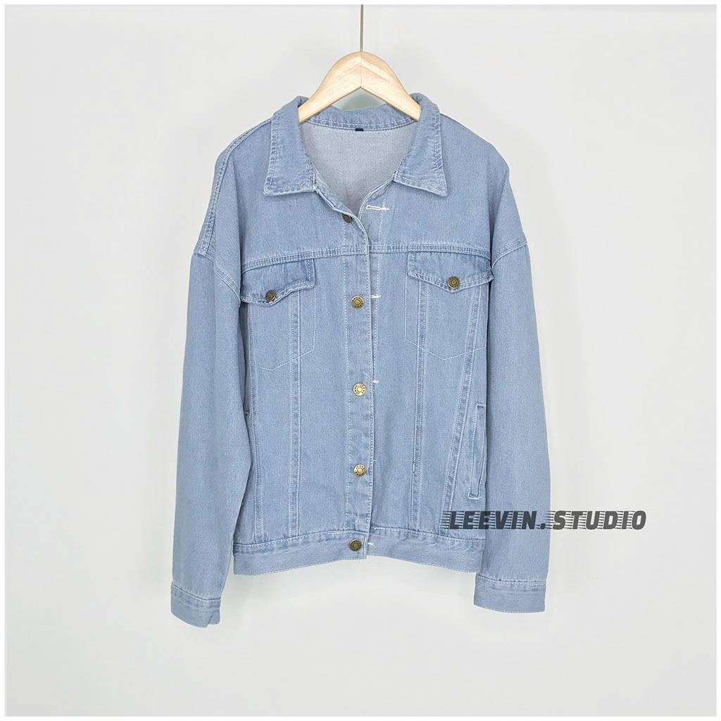 Áo Khoác Jean UNISEX Nam Nữ Xanh Nhạt - Áo khoác bò nữ form rộng KITTY