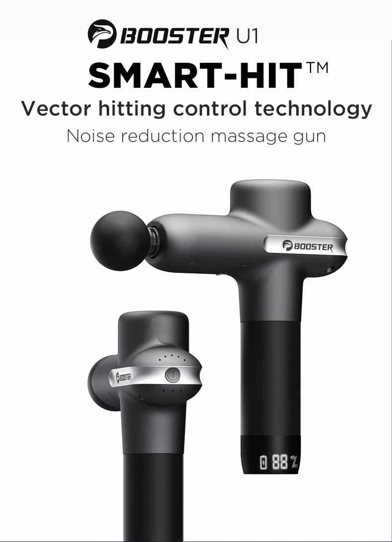 Máy Massage BOOSTER U1 thế hệ mới, Máy massage gun giảm đau mỏi toàn thân 8 Cấp độ , 6 Đầu Massage chuyên sâu - Công Suất 125W