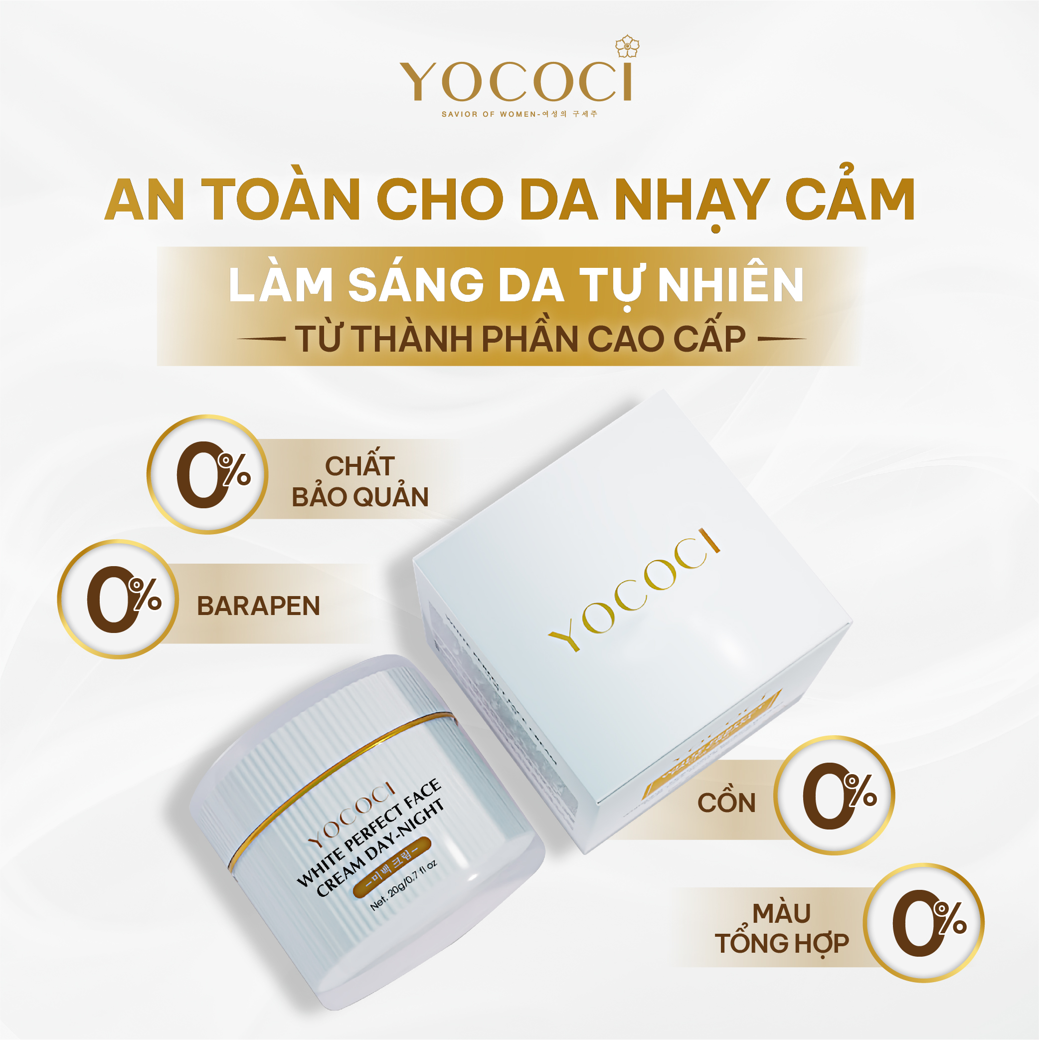 Bộ 4 sản phẩm Yococi (Kem Chống Nắng 50g + Kem Face 20g + Serum 20ml + Tẩy Trang 100g)