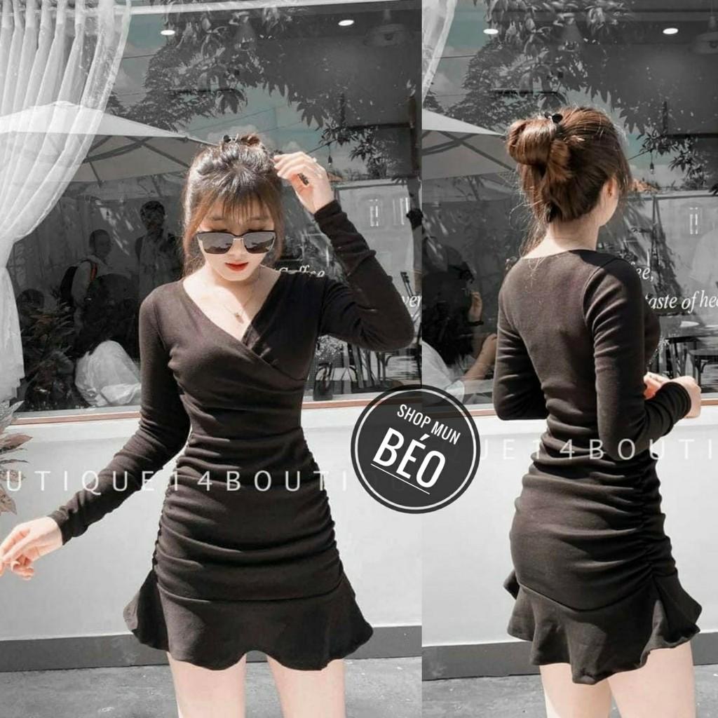 Đầm ôm body thiết kế khoét ngực tay dài sexy  AlvinStoreVn