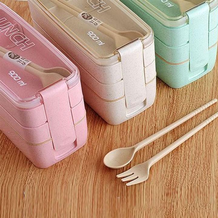 HỘP CƠM 3 TẦNG LÚA MẠCH LUCH BOX 900ML