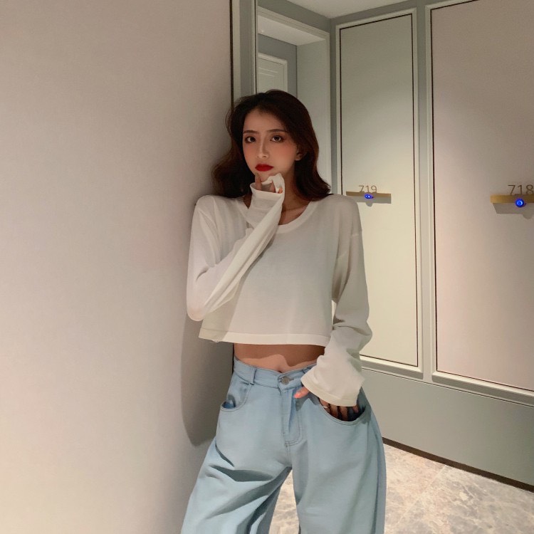 Áo Thun Tay Dài Croptop Nữ Korean Fashion