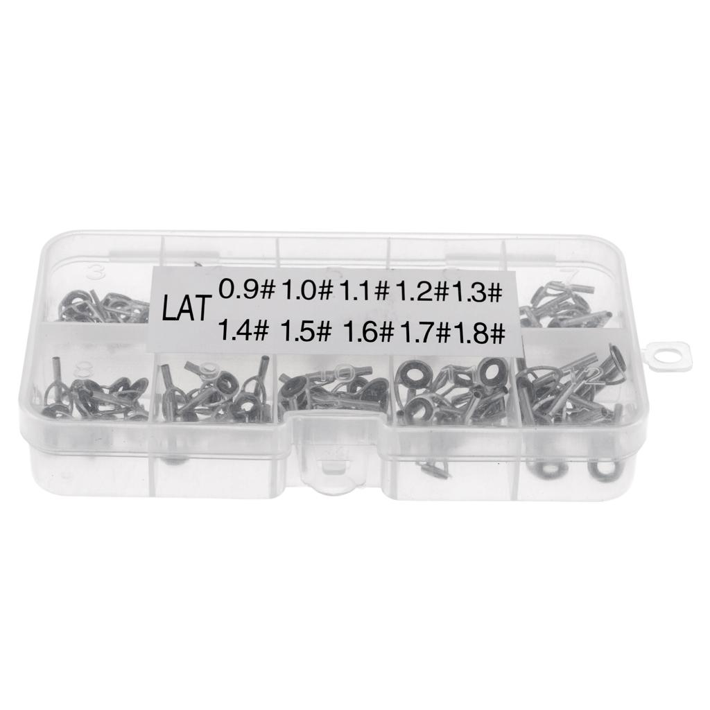 100pcs Rod Repair Kit Fishing Rod Guides Tips Line Rings for Rod Building