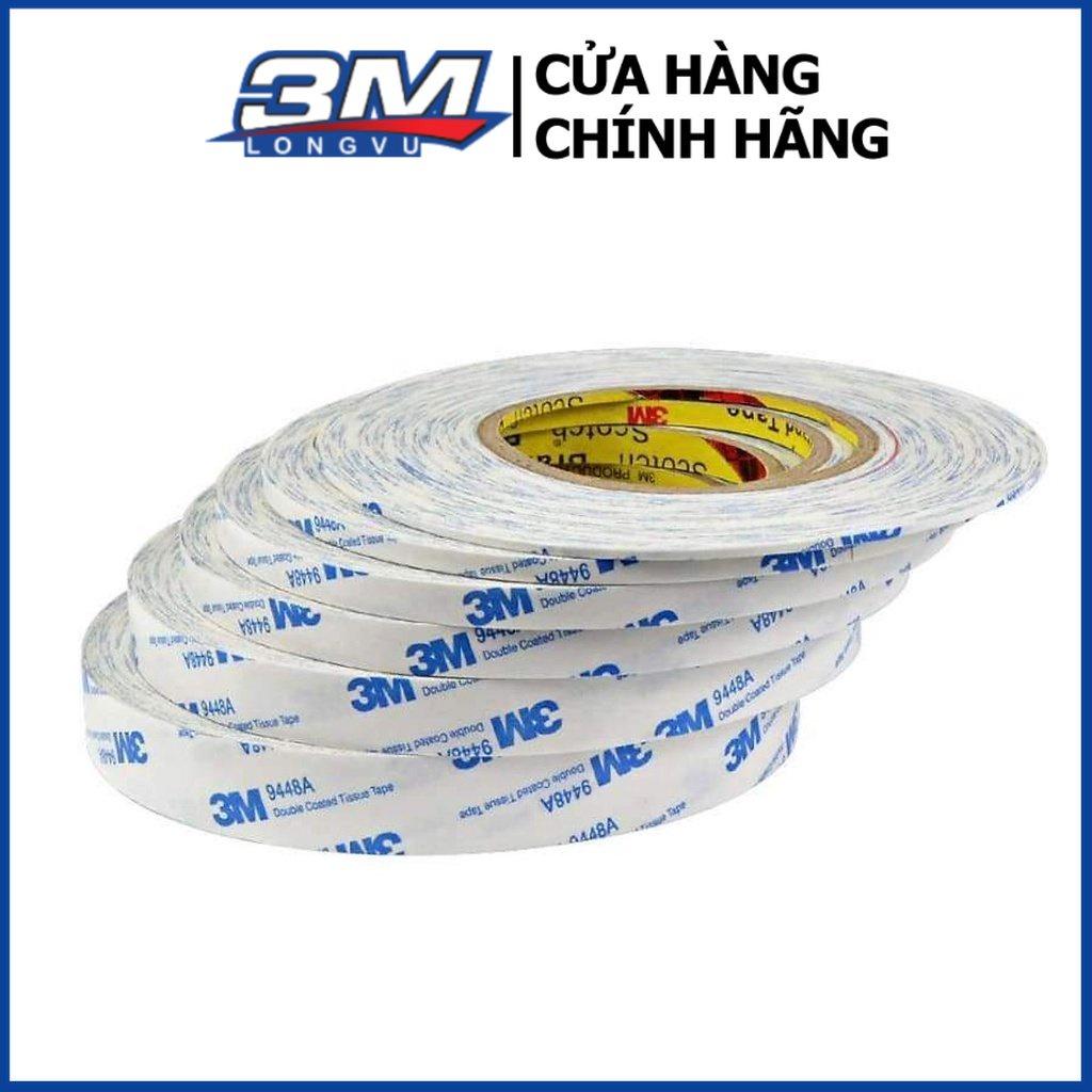 Băng Keo 2 Mặt Chịu Nhiệt Dán Linh Kiện Điện Tử 3M Khổ 08mm x 50m 9448A-08 - 3M Long Vu
