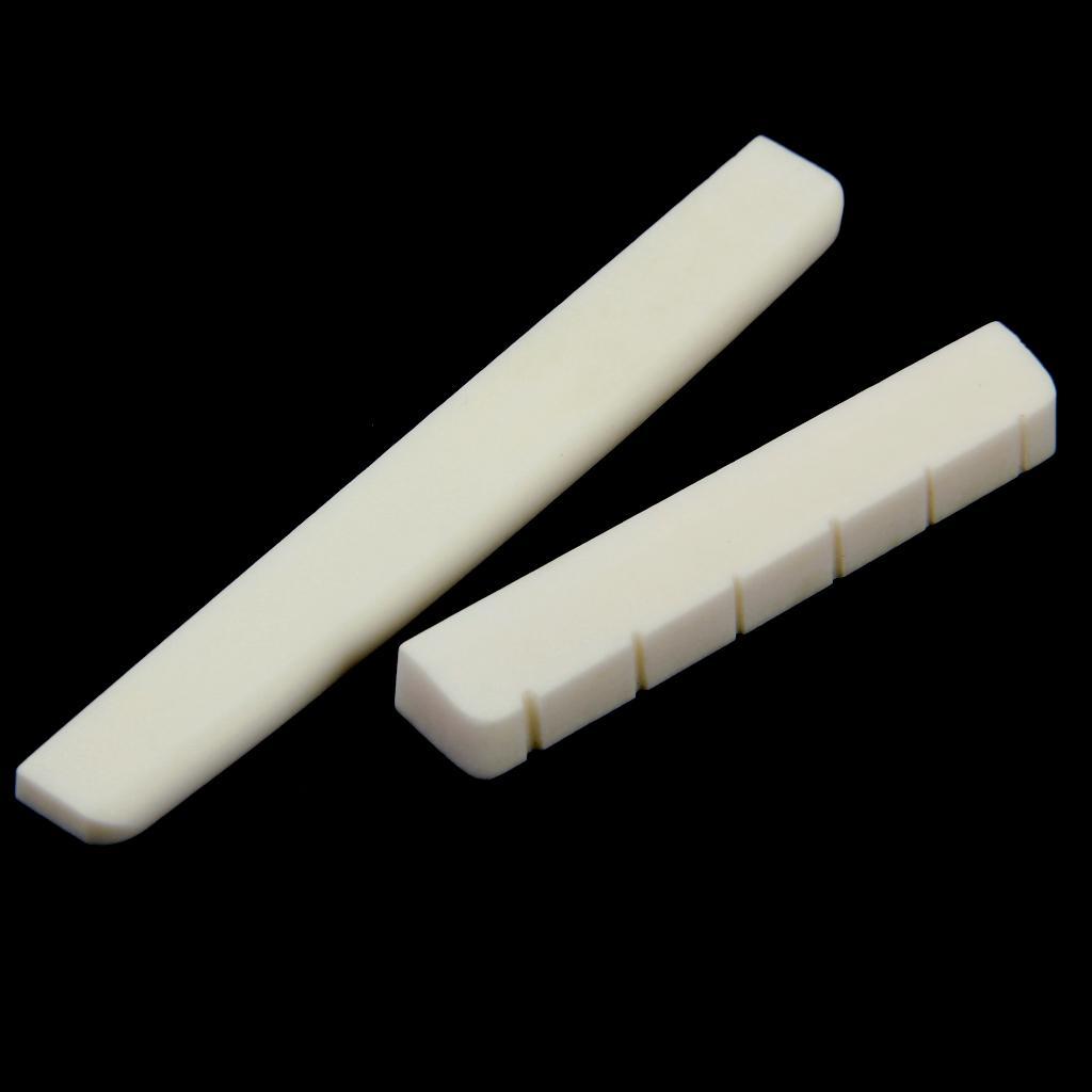 2 Set Of Buffalo Bone Classical Guitar Strings Bridge Saddle End Nut Slotted