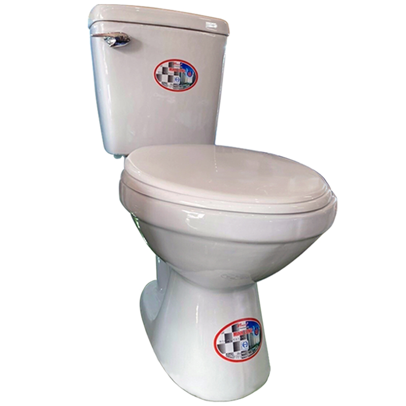 Combo thiết bị nhà tắm GRMT01: Bồn cầu 2 khối tay gạt- Lavabo treo tường- Sen tắm lạnh tăng áp kèm bộ phụ kiện phòng tắm như hình