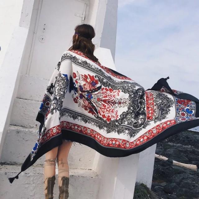 Khăn choàng du lịch biển khăn choàng boho in hoạ tiết thổ cẩm