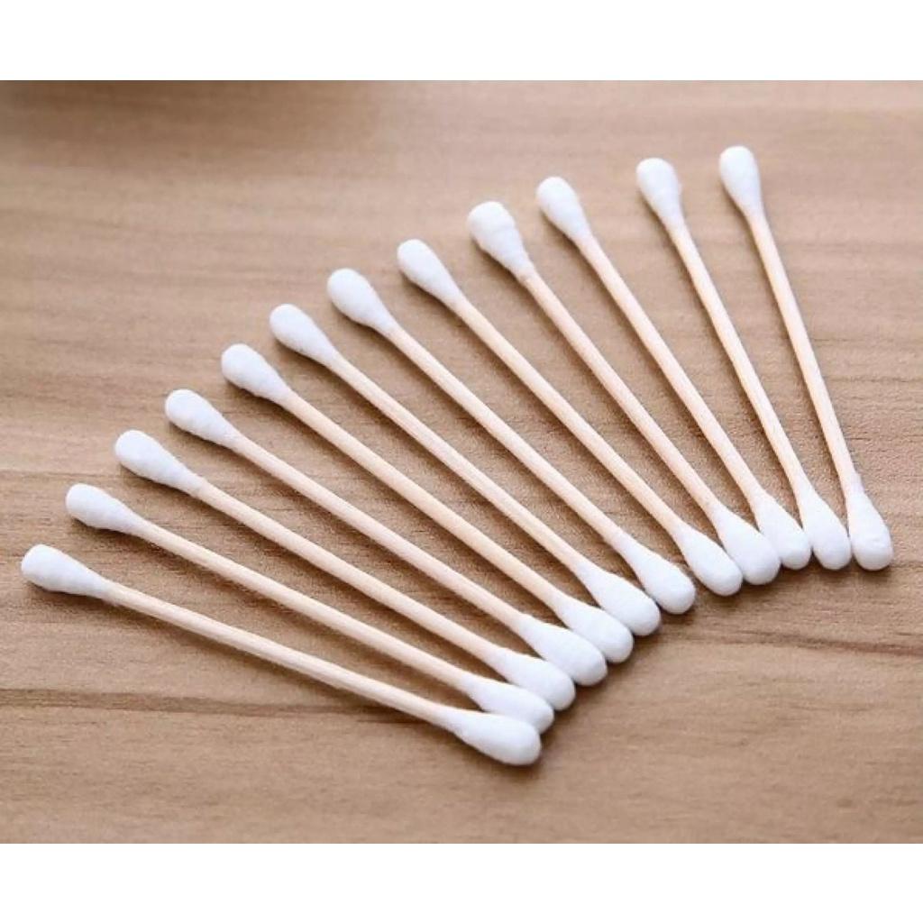 Tăm Bông Cán Gỗ Nặn Mụn Cao Cấp Gói 80 Que