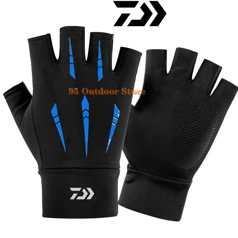 Mới Daiwa Găng Tay Thoáng Ngón Găng Tay Câu Cá Thoáng Khí Săn Bắn Chống Trơn Trượt Cắm Trại Ngoài Trời Đạp Xe Găng Tay Câu Cá