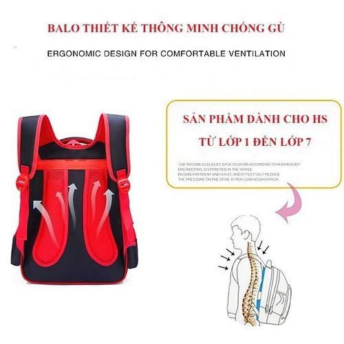 Balo học sinh chống gù, chống thấm nước cao cấp in hình 3D nhện - Size 42cm