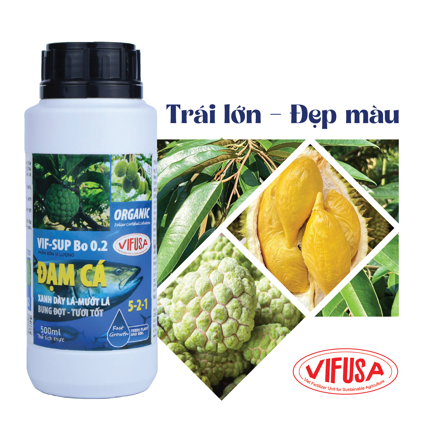 VIF-SUP Bo 0.2 - Phân bón đạm cá chai 500ml