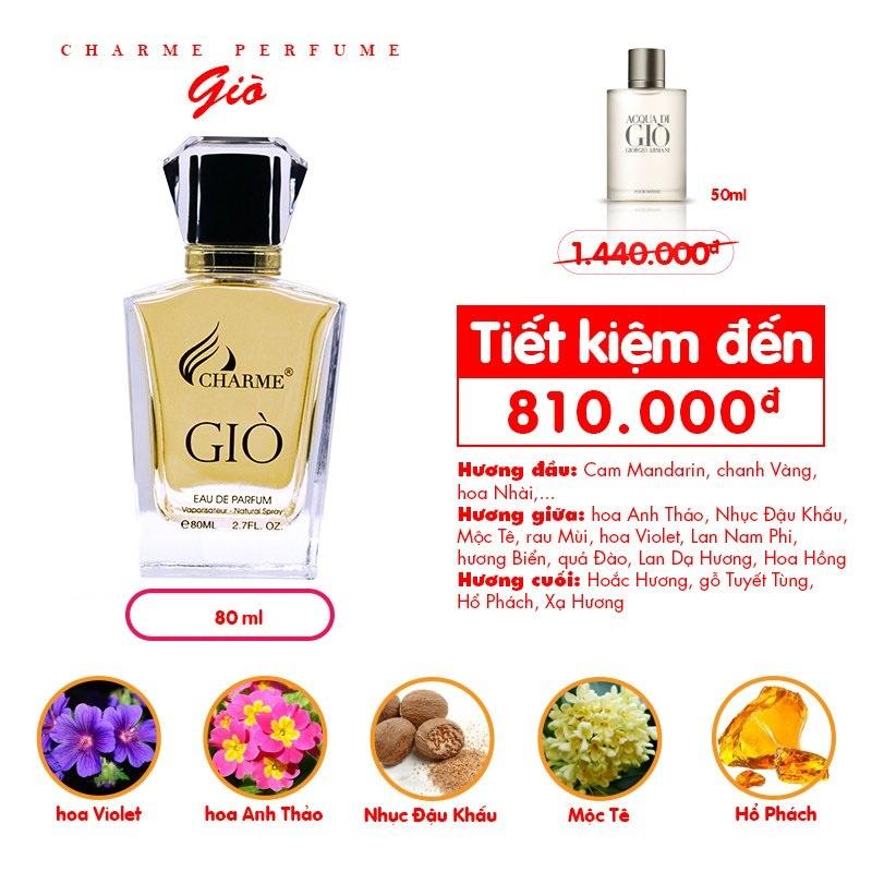 Nước hoa nam cao cấp Charme Giò 80ml hương trái cây ngọt ngào ấm áp lưu hương lâu độ tỏa hương xa