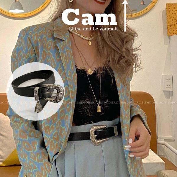 Thắt Lưng Nam Nữ Sơn Tùng bản khắc hoa văn Vintage - Dây Nịt Lưng Nam Nữ Unisex Mặt Kim Loại Vintage Màu Đen Bạc Đẹp