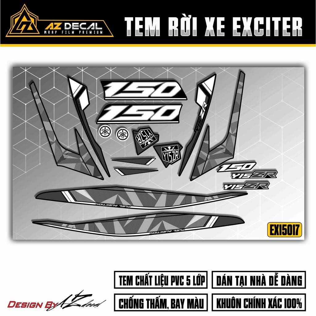 Tem Rời Dán Xe Exciter 150 Mẫu Họa Tiết 3D | EX15017 | Decal Xe Ex150 Chất Liệu PVC Chống Bay Màu, Chống Nước - Xanh Đen