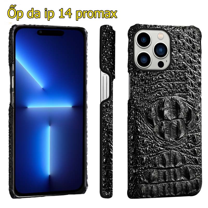 Ốp lưng da cho iPhone 14 pro max vân gù cá sấu sang trọng