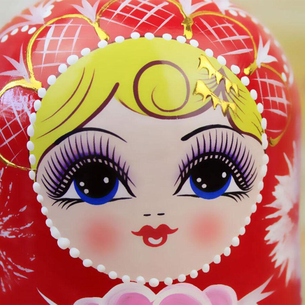 Girl  Wooden Russian Nesting Dolls Kit Nested Matryoshka Toy