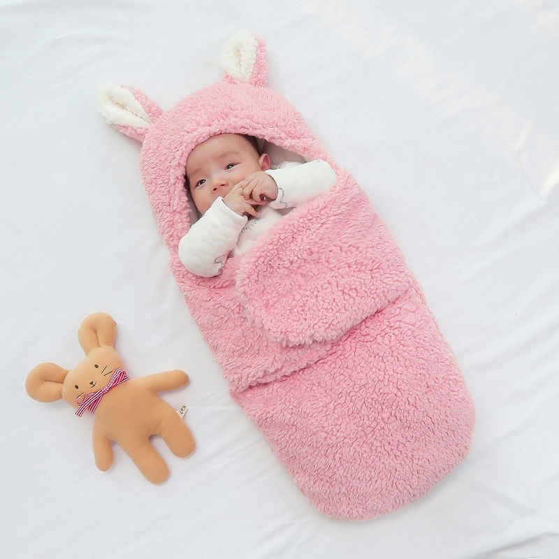 CHĂN Ủ TAI THỎ CHO BÉ SƠ SINH - CHĂN Ủ LÔNG CỪU CHỐNG GIẬT MÌNH, GIỮ ẤM CHO BÉ 0-6 THÁNG TUỔI- HÀNG LOẠI 1