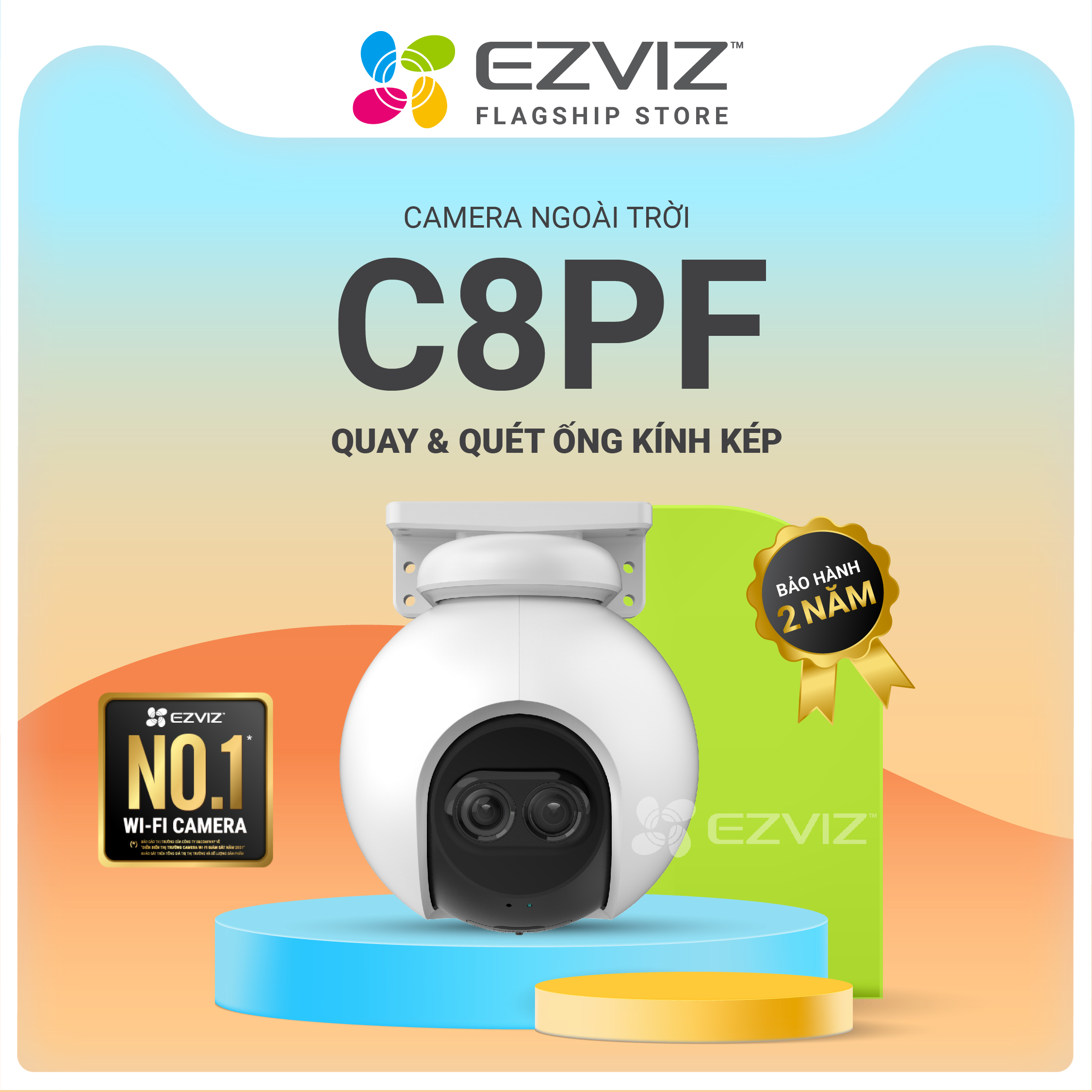 Hình ảnh Camera EZVIZ C8PF 2MP, WI-FI , Ngoài Trời 360 Độ, Đàm Thoại Hai Chiều, AI - Hàng Chính Hãng