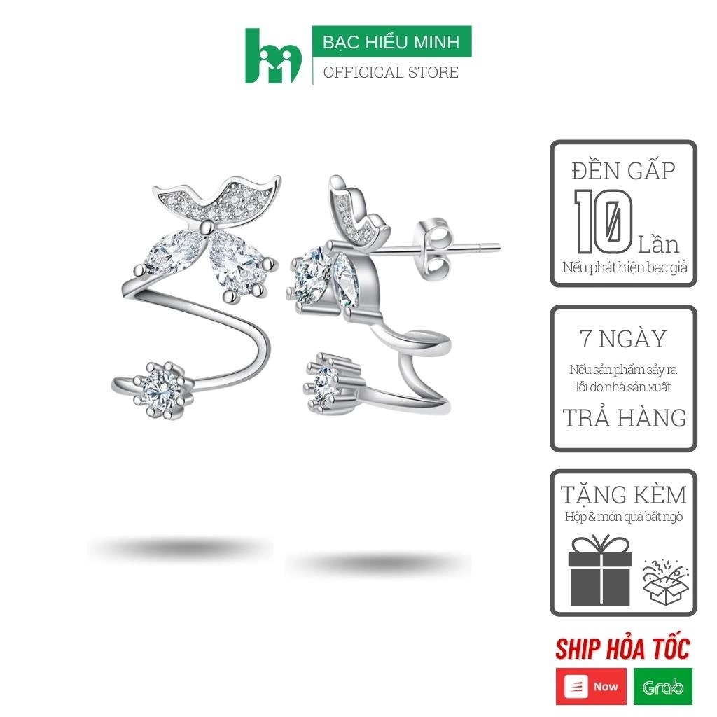 Hoa Tai Nữ Bạc Hiểu Minh HT187 hình con bướm bạc ý