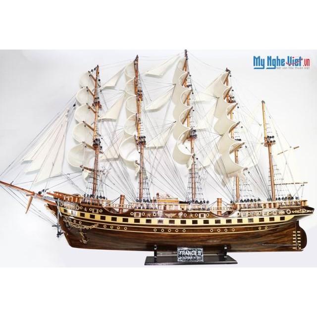 Mô hình tàu thuyền France II thân 80cm gỗ tự nhiên MNV-TB02