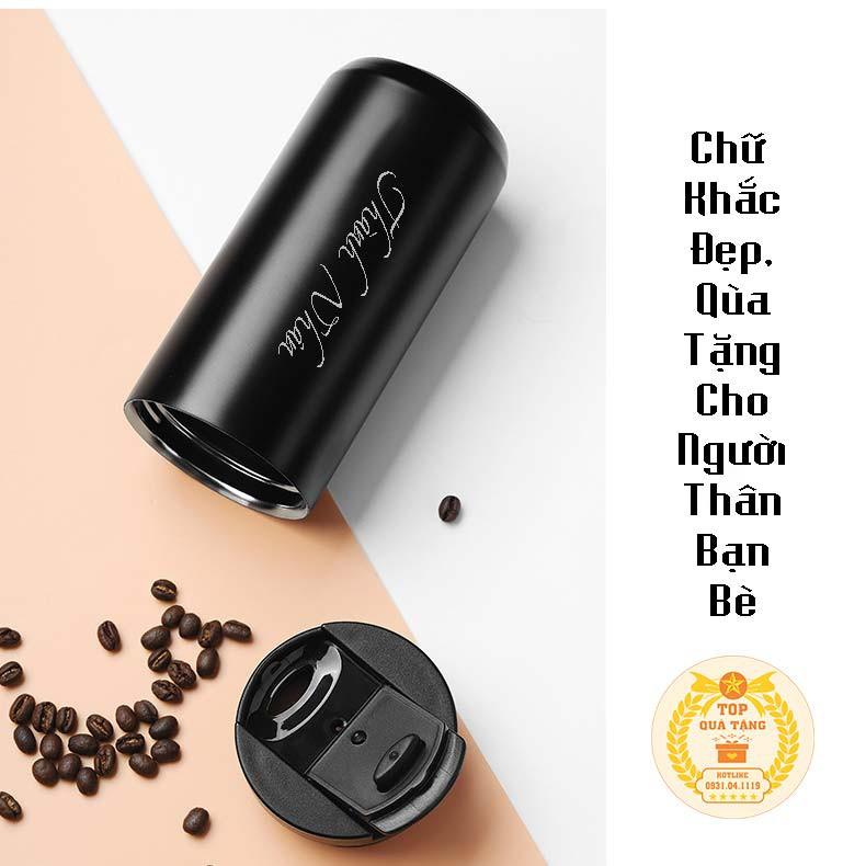 Cốc giữ nhiệt Coffee FREE KHẮC TÊN | Ly cafe giữ nhiệt 400ml 3 lớp inox 304 làm Quà tặng sinh nhật cho bạn gái bạn trai