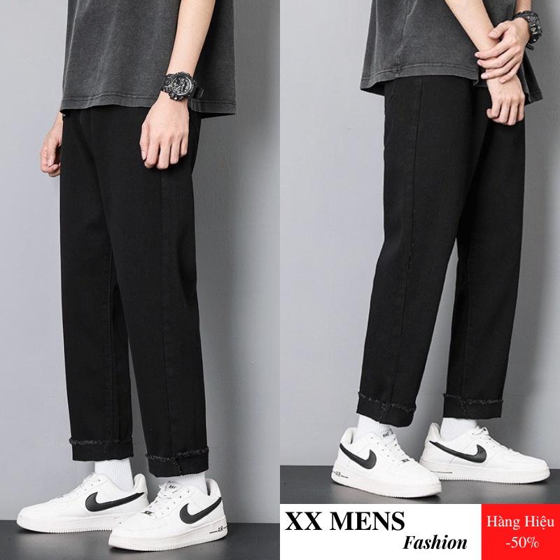Quần jean nam rách gối màu đen, xanh chất bò cao cấp from dáng suông rộng, phong cách Hàn Quốc Hot Trend 2022