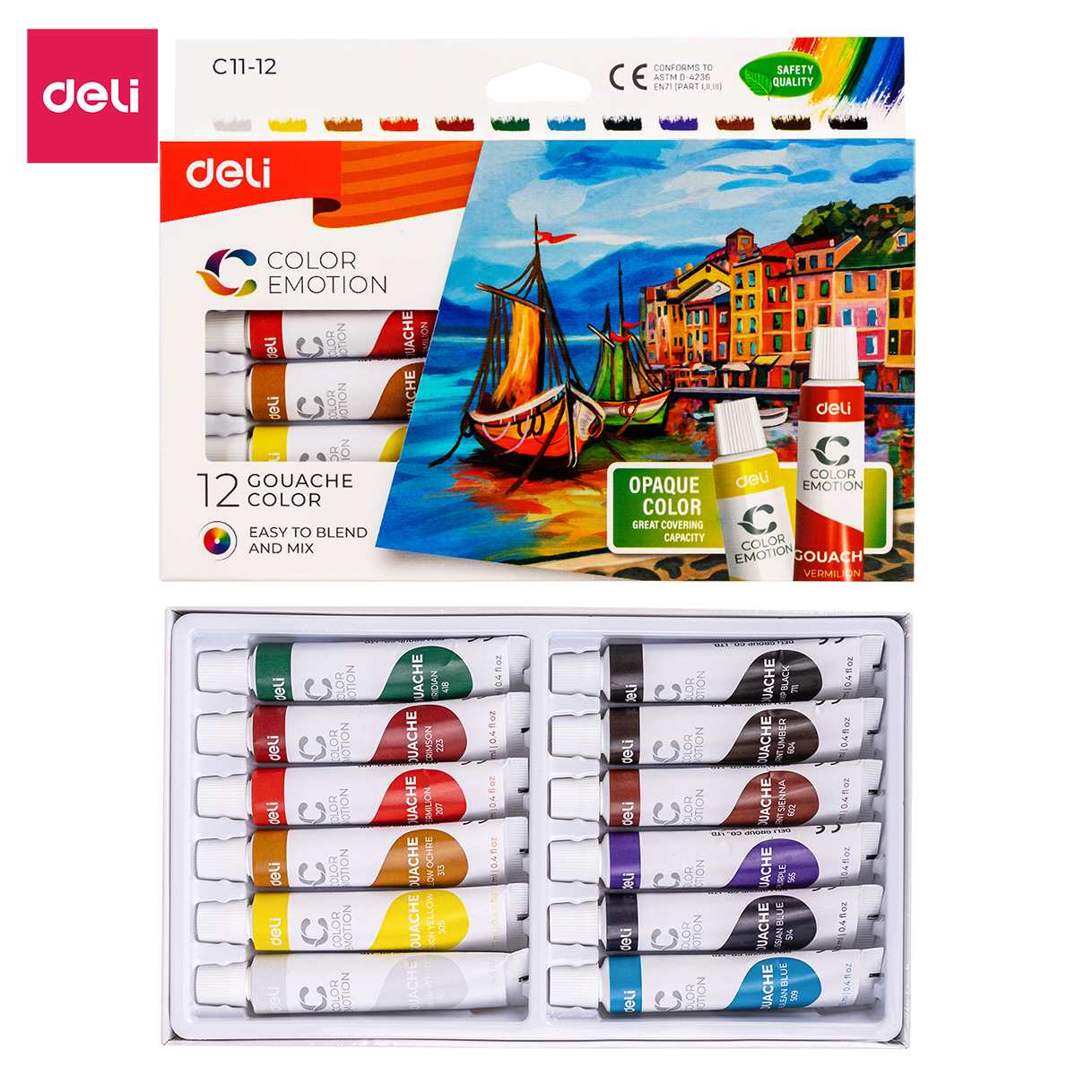 Màu Bột Gouache Dạng Tuýp 12Ml Deli - 5/12/24 Màu - 1 Hộp - EC11