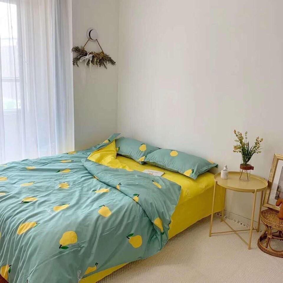 Bộ chăn ga gối phong cách Hàn Quốc lê vàng