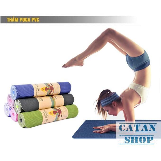 Combo Thảm tập YOGA tặng kèm túi lưới, thảm tập GYM cao cấp, độ bám cao, dễ dàng giặt sạch GD157-TYOGATui