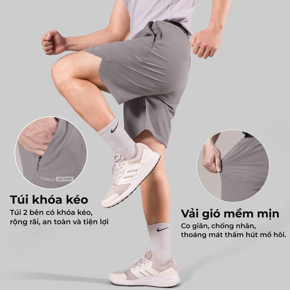 Quần Đùi Thể Thao Nam TSIMPLE V5 Short tập gym vải gió thoáng mát co giãn thoải mái vận động QGDP5