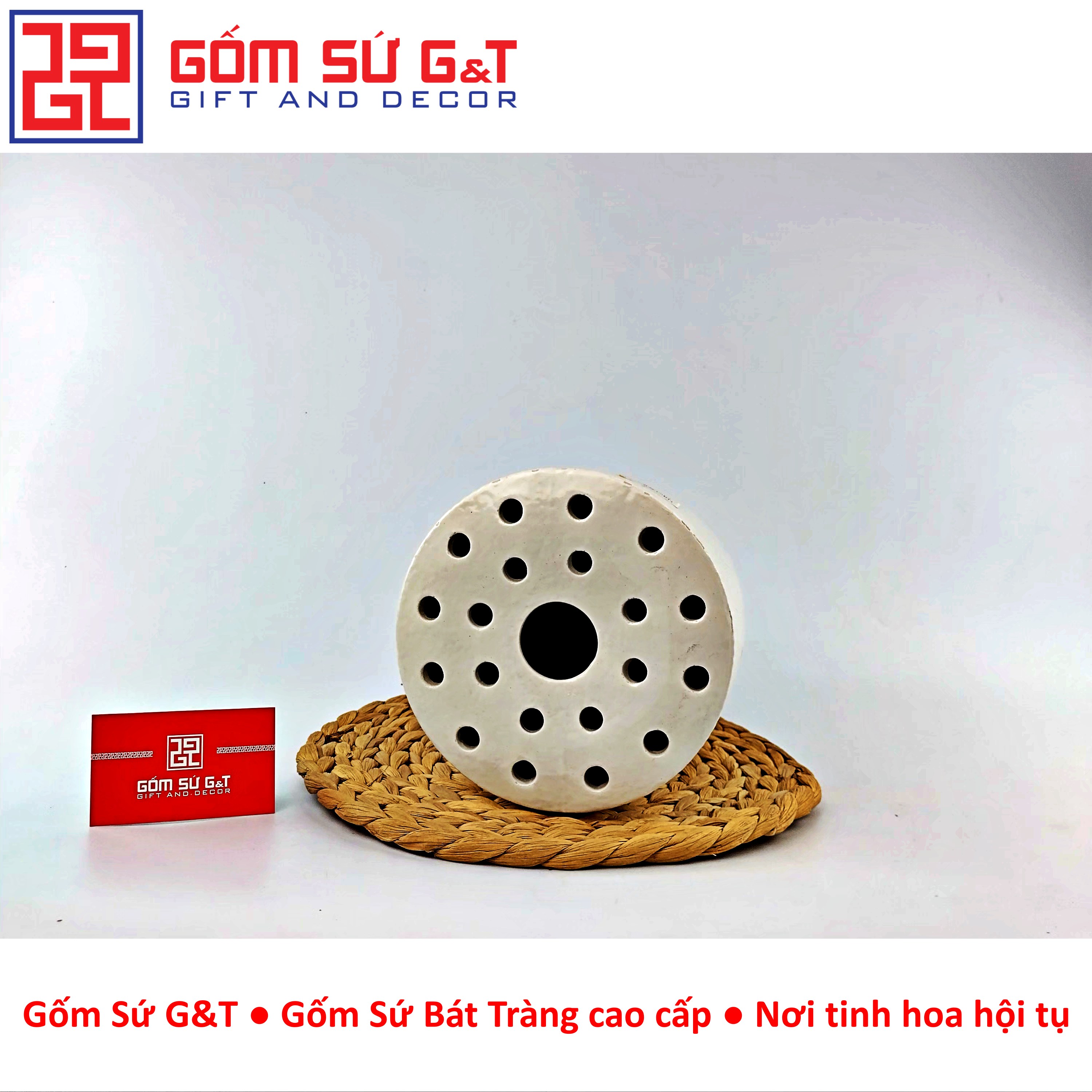 Lọ hoa dáng đài sen Gốm Sứ G&amp;T