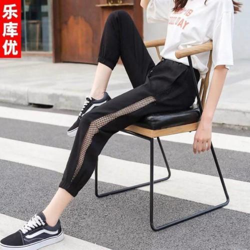 Quần Jogger nữ lưới sườn cá tính, quần thể thao nữ phối lưới năng động trẻ trung