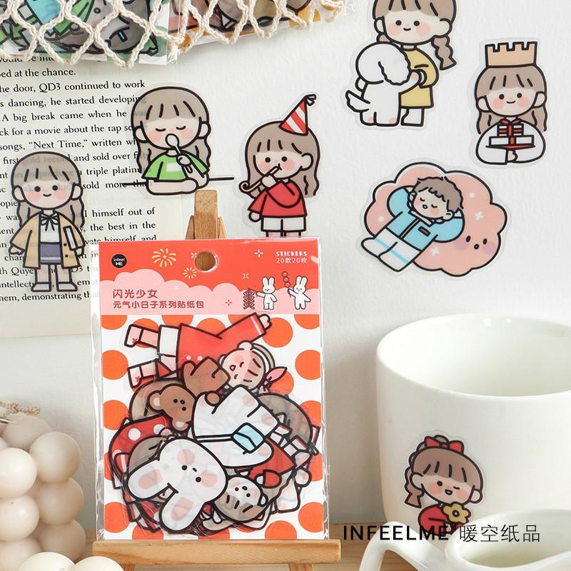 Sticker cô gái dễ thương nhiều màu sắc