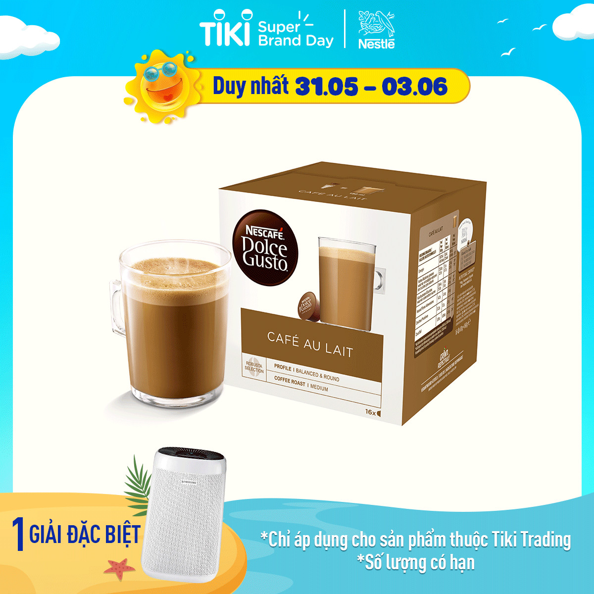 Hộp 16 Viên Nén Cà Phê Sữa Nescafe Dolce Gusto - Café AuLait 144g