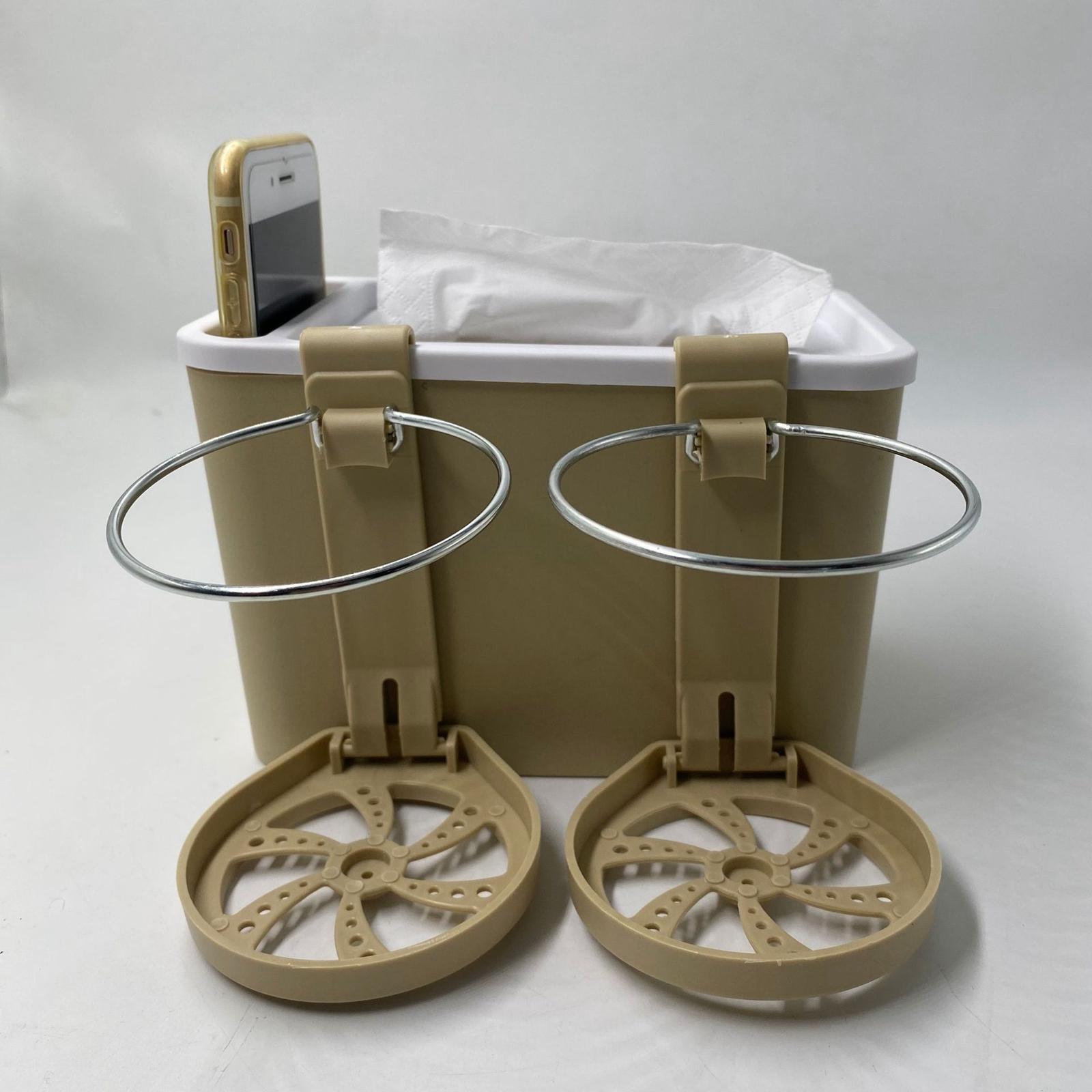Car Armrest Storage box Cup Holder car Storage for Coffee Beige Yellow