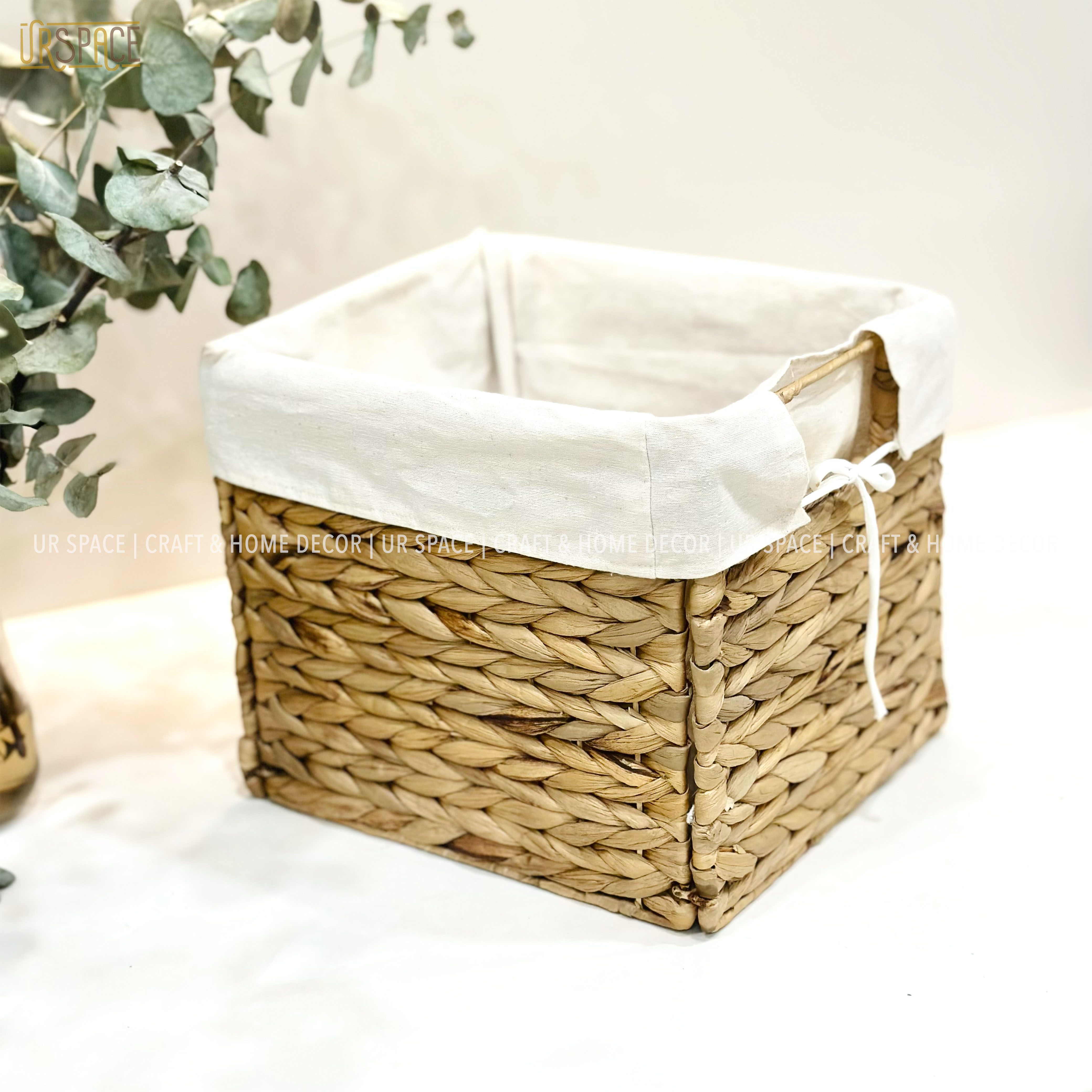 Sọt lục bình đựng đồ URSPACE hình chữ nhật trang trí decor sắp xếp không gian / RECTANGLE HYACINTH FOLDING BASKET