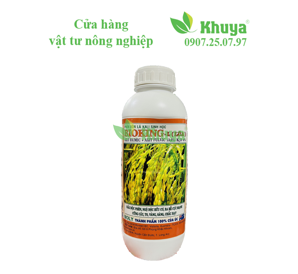 Phân bón lá Kali Sinh Học Boly Bioking L chai 1 lít Lúa Giải Độc và Ra Rễ
