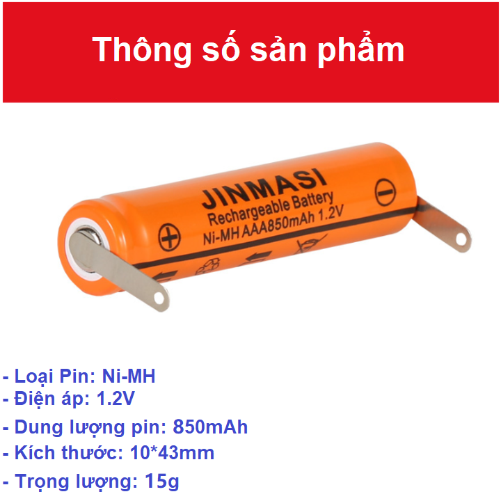 Pin Ni-MH 1.2V, 2000mAh  Điện áp 1.2V dùng cho máy cạo râu