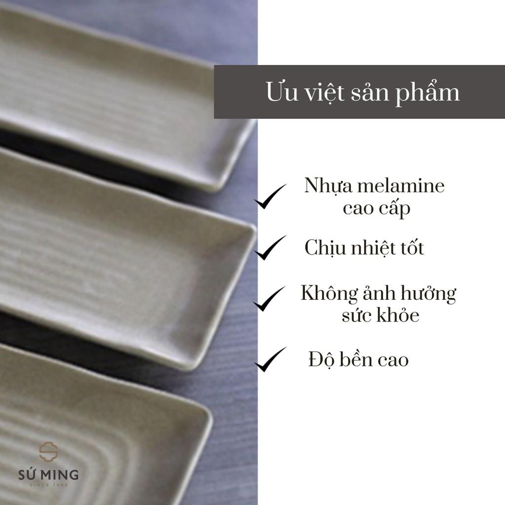 Đĩa Chữ Nhật Nâu Đá Nhựa Melamine Cao Cấp Dùng Trong Nhà Hàng, Quán Ăn