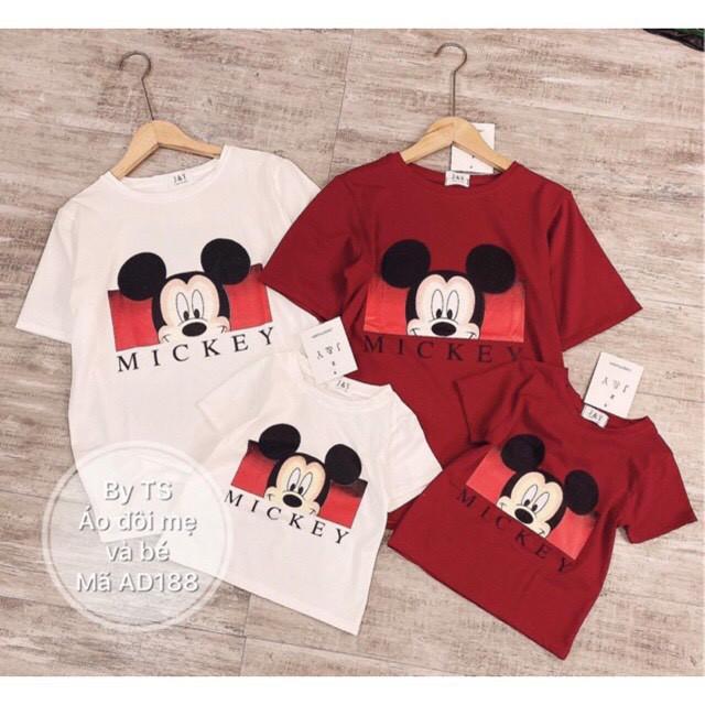 ÁO MICKEY MẶT VÀNG (ĐỎ -TRẮNG) CHO BÉ