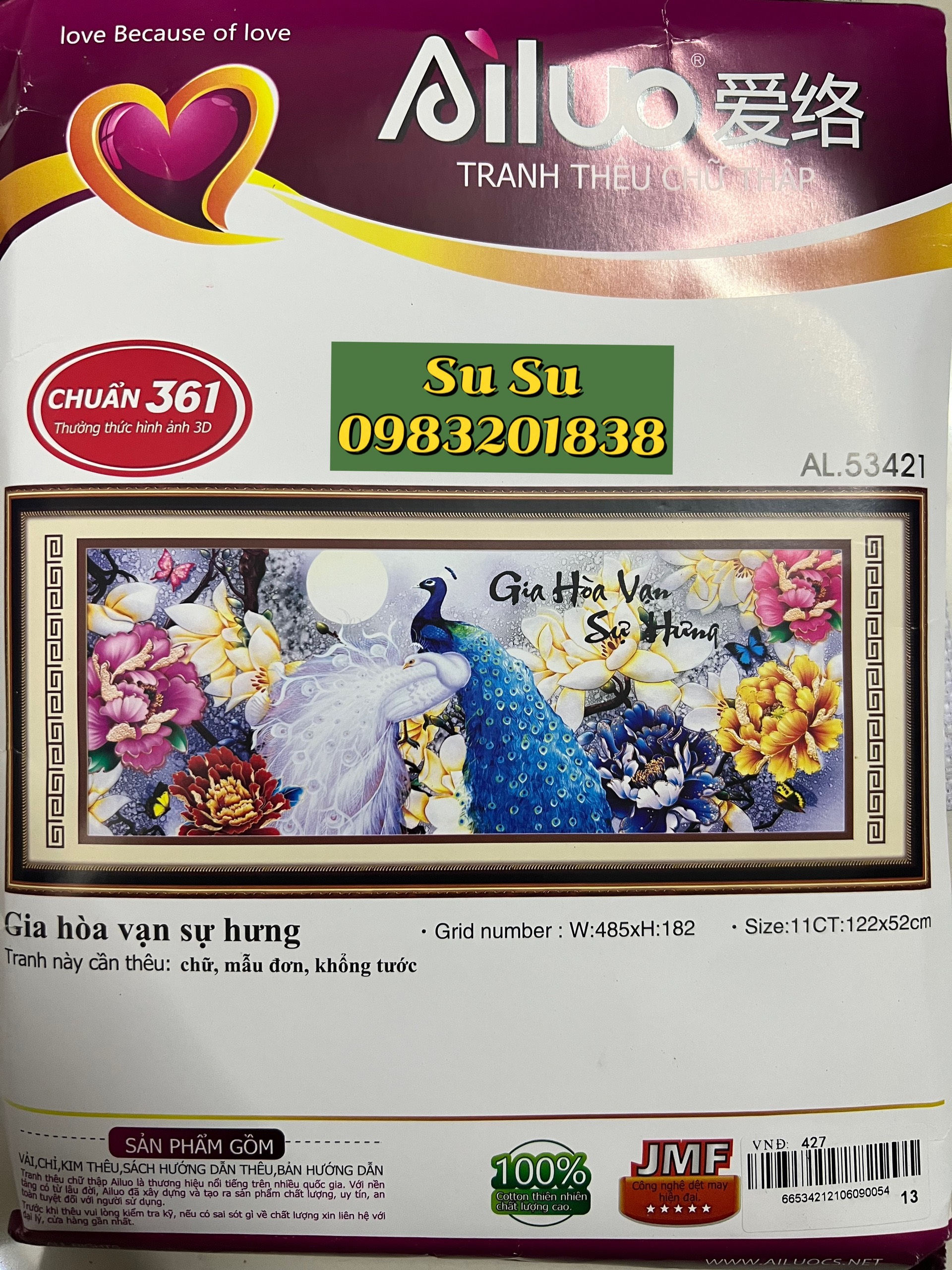 Tranh thêu chữ thập Gia hòa vạn sự hưng AL53421, tranh thêu 3D