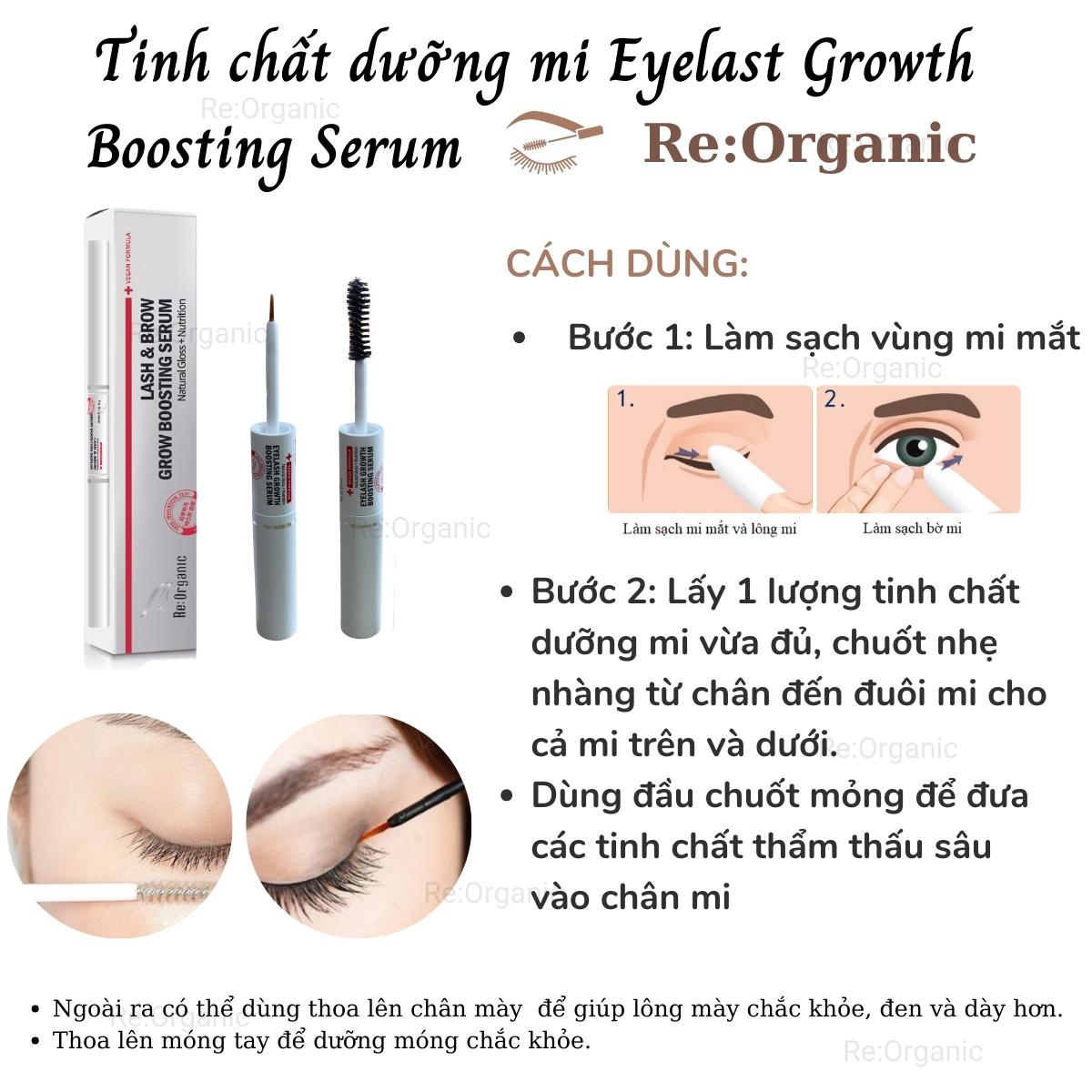 Tinh chất dưỡng mi thuần chay Re:Organic Eyelash Growth Boosting Serum 5ml x 2, chuốt dưỡng mi mày và chân tóc chắc khỏe